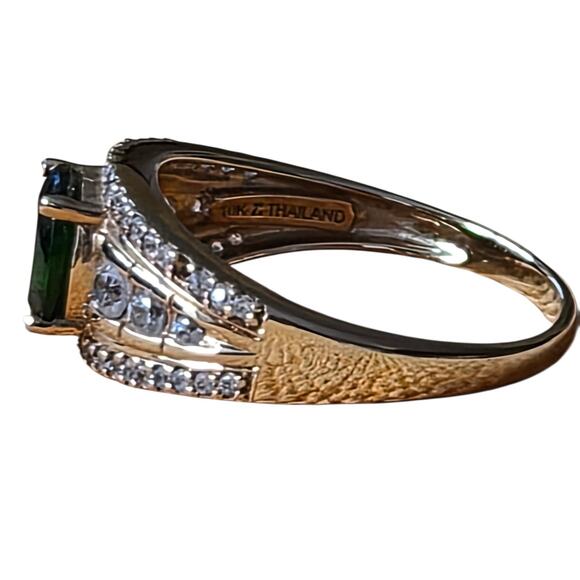 10k Yellow Gold Ring 1.42ct Square Cushion Chrome Diopside W/.57 Zircon Size 8 - Picture 6 of 12